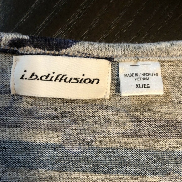 IB Diffusion Womens Long Sleeve Shirt Blue Floral - Picture 3 of 5